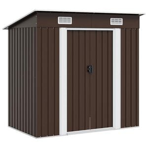 vidaXL opbevaringsskur til haven 194x121x181 cm st&aring;l brun
