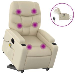 vidaXL massagestol med l&oslash;ftefunktion kunstl&aelig;der cremefarvet