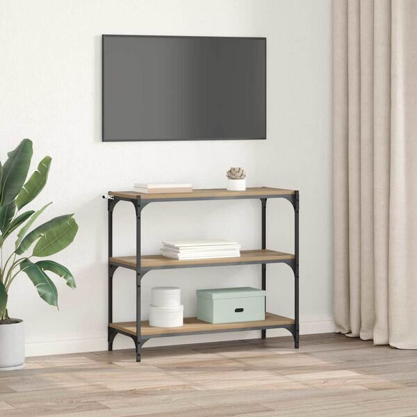 vidaXL Bogskab Artisan Egetr&aelig; 80 x 33 x 70,5 cm Ingeni&oslash;rt tr&aelig; og jern