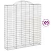 vidaXL buede gabionkurve 9 stk. 200x50x220/240 cm galvaniseret jern