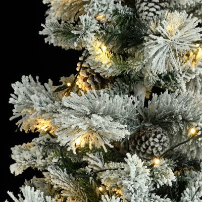 vidaXL juletræ med puddersne og grankogler LED-lys 195 cm PVC & PE