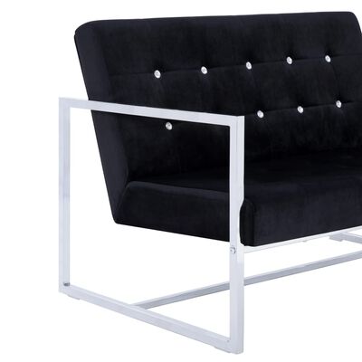 vidaXL 2-personers sofa med armlæn krom og velour sort