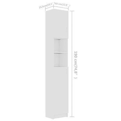 vidaXL badeværelsesskab 32x25,5x190 cm spånplade hvid