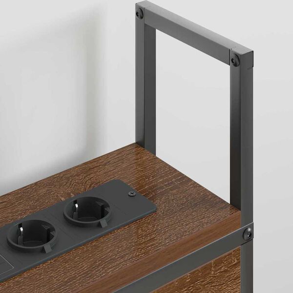 vidaXL Opbevaringshovedgavl med Opladningsstation Brun eg 120 cm