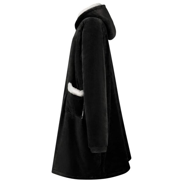 vidaXL T&aelig;ppe-hoodie Sort L Fleece og Flannel