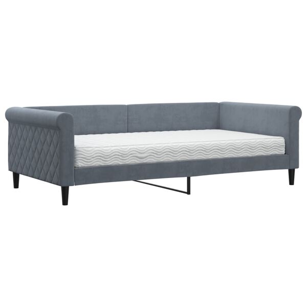 vidaXL daybed med madras 100x200 cm velour m&oslash;rkegr&aring;