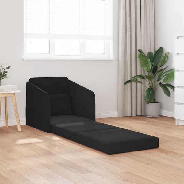 vidaXL Sovesofa Sort 65 x 80 x 83 cm Fløjl