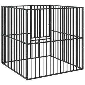 vidaXL hundeg&aring;rd 4 paneler galvaniseret st&aring;l sort