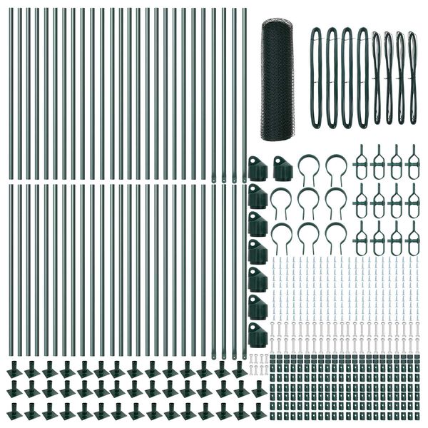vidaXL Hegnspæl Grøn 100 x 0,4 m (25 mm mesh) Stål og PVC