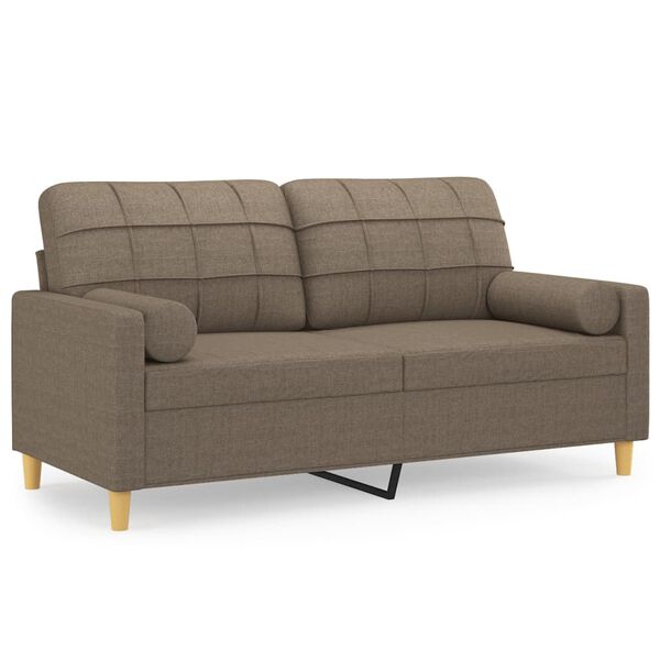 vidaXL 2-personers sofa med puder og hynder 140 cm stof gr&aring;brun