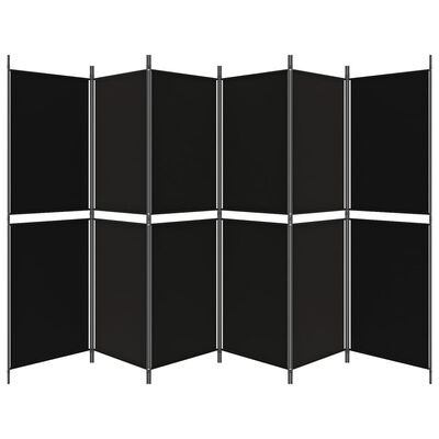 vidaXL 6-panels rumdeler 300x180 cm stof sort