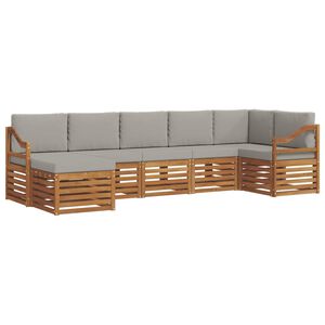 vidaXL Sofas&aelig;t med pude 7 pcs Naturlig og Lys Gr&aring; Massivt Akacietr&aelig;