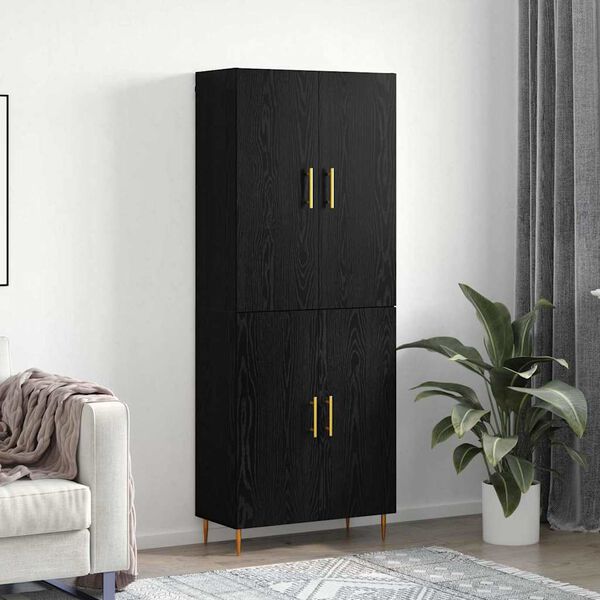 vidaXL Highboard Sort eg 69,5 x 34 x 180 cm Konstrueret tr&aelig;