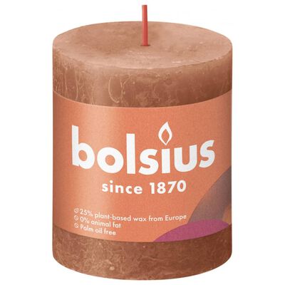 Bolsius rustikt søjlestearinlys Shine 4 stk. 80x68 mm støvet lyserød