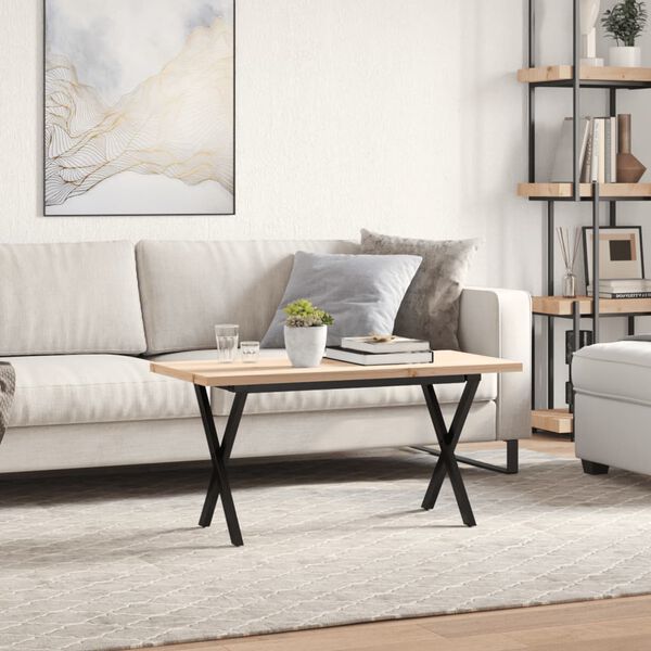 vidaXL sofabord 100x50x45,5 cm X-stel massivt fyrretr&aelig; og st&aring;l