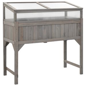 vidaXL h&oslash;jbed med drivhus 110x54x120 cm massivt grantr&aelig;