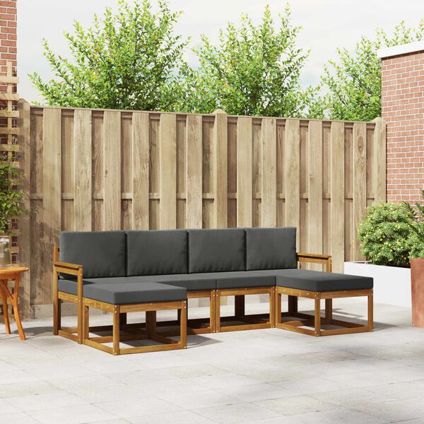 vidaXL Udend&oslash;rs sofagruppe med pude 6 pcs Naturlig og Antracit