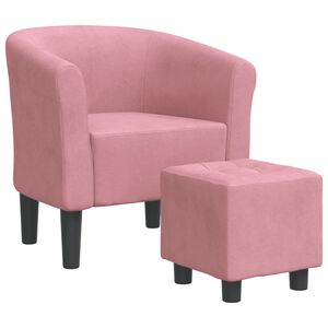 vidaXL l&aelig;nestol med fodskammel velour pink
