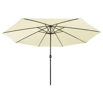 vidaXL parasol m. LED-lys + metalstang 400 cm sandfarvet