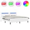 vidaXL Sengestel med LED-lysstrimler Hvid 180 x 200 cm Kunstl&aelig;der