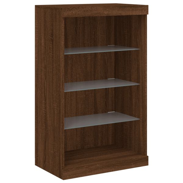 vidaXL sk&aelig;nk med LED-lys 60,5x37x100 cm brun egetr&aelig;sfarve