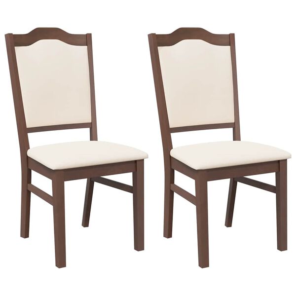 vidaXL spisebordsstole med hynder 2 stk. massivt gummitræ brun