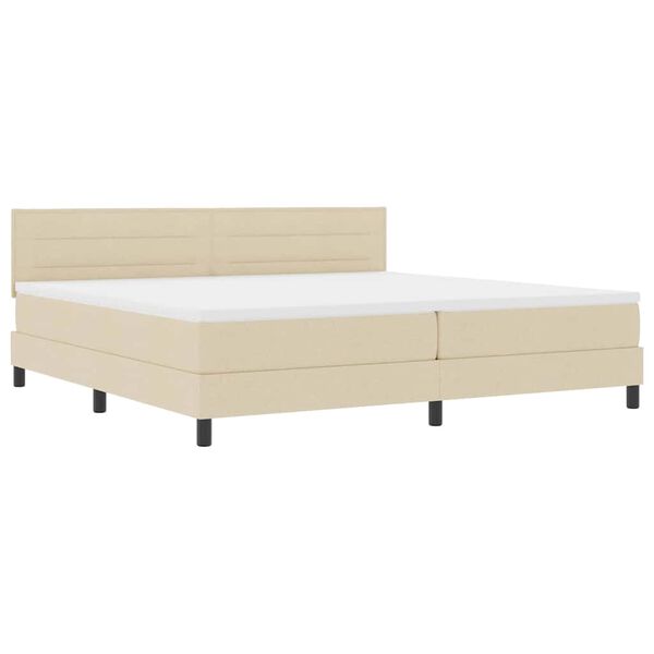 vidaXL Box spring seng med madras med LED Creme 200 x 200 cm Stof
