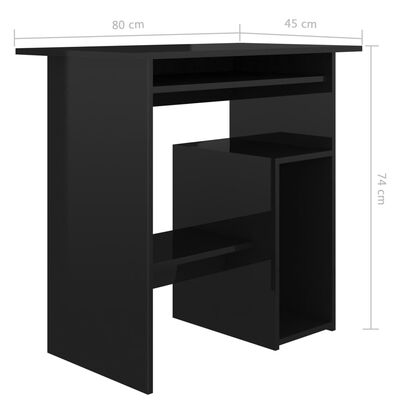 vidaXL skrivebord 80 x 45 x 74 cm spånplade sort højglans