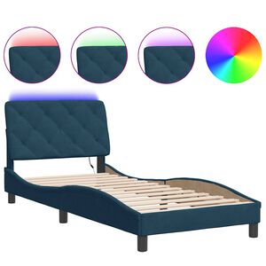 vidaXL sengeramme med LED uden madras 80x200 cm velour bl&aring;