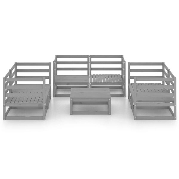 vidaXL lounges&aelig;t til haven 7 dele massivt fyrretr&aelig; gr&aring;