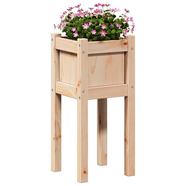 vidaXL Have Blomsterkrukke Natur 31 x 31 x 70 cm Massiv fyrretr&aelig;