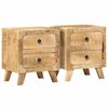 vidaXL sengeborde 2 stk. 40x32x46 cm massivt ru mangotr&aelig;