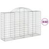 vidaXL buede gabionkurve 40 stk. 200x50x120/140 cm galvaniseret jern