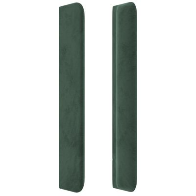 vidaXL sengegavl med kanter 103x16x118/128 cm fløjl mørkegrøn