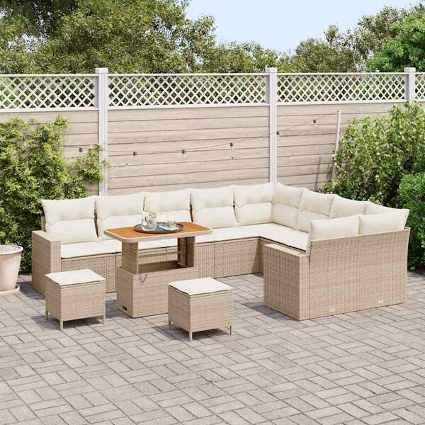 vidaXL Havesofa S&aelig;t 12 pcs Beige polyrattan