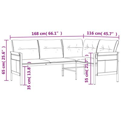 vidaXL spisebordssæt til haven 2 dele stål antracitgrå