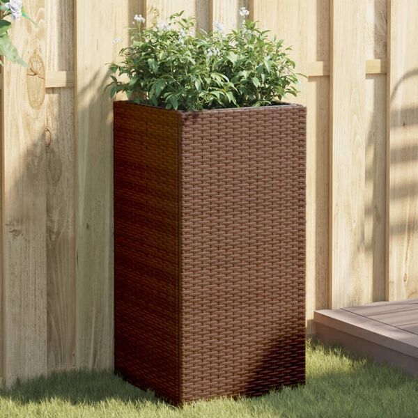 vidaXL plantekasse 40x40x80 cm polyrattan brun