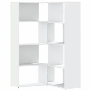 vidaXL bogreol til hj&oslash;rne 85x85x140 cm 4 hylder konstrueret tr&aelig; hvid