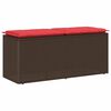 vidaXL haveb&aelig;nk med hynde 110x40x44 cm polyrattan brun