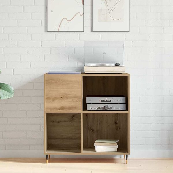 vidaXL Pladeskab med hylde artisan eg 85 x 38 x 89 cm Konstrueret tr&aelig;