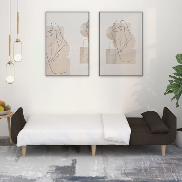 vidaXL 2-personers sovesofa med 2 puder stof m&oslash;rkebrun