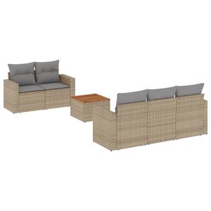 vidaXL sofas&aelig;t til haven 6 dele med hynder polyrattan beige
