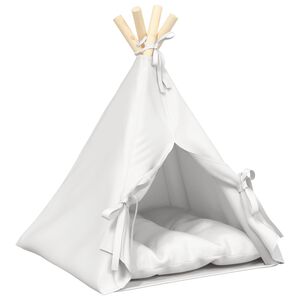 vidaXL K&aelig;ledyrstepee med pude Hvid 40 x 40 x 50 cm Polyester