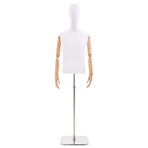vidaXL Justerbar mannequin 170-218 cm med base Mand PP Hvid