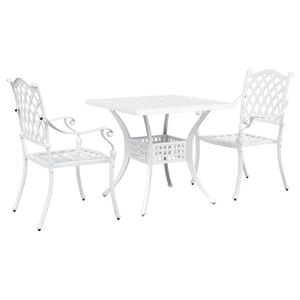 vidaXL Havebord s&aelig;t 3 pcs Hvid Gustt aluminium