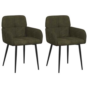 vidaXL Spisestole 2 stk. Faux Suede L&aelig;der Army Gr&oslash;n 59x56,5x85cm