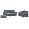 vidaXL sofas&aelig;t 3 dele med puder velour m&oslash;rkegr&aring;