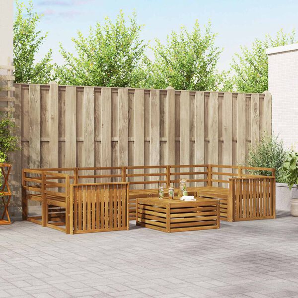 vidaXL Udend&oslash;rs sofagruppe 7 pcs Naturfarvet Massivt Akacietr&aelig;