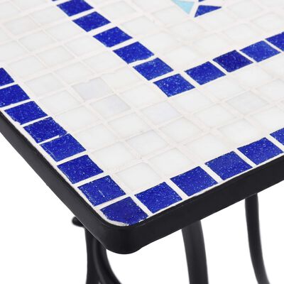 vidaXL bistrosæt 3 dele mosaikdesign keramiske fliser blå og hvid