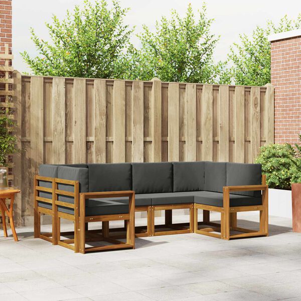 vidaXL Udend&oslash;rs sofagruppe med pude 6 pcs Naturlig og Antracit